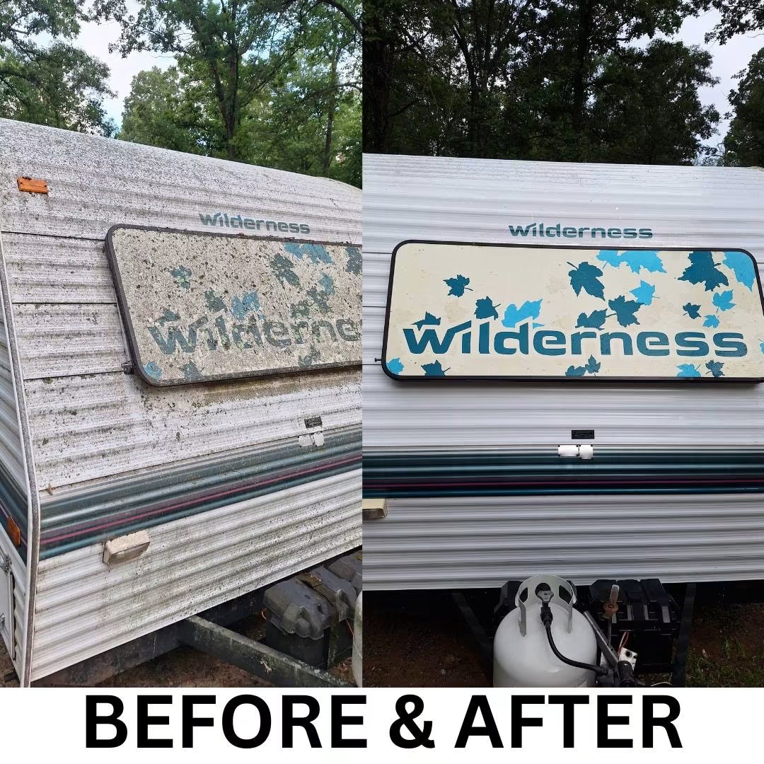 Camper exterior after professional wash